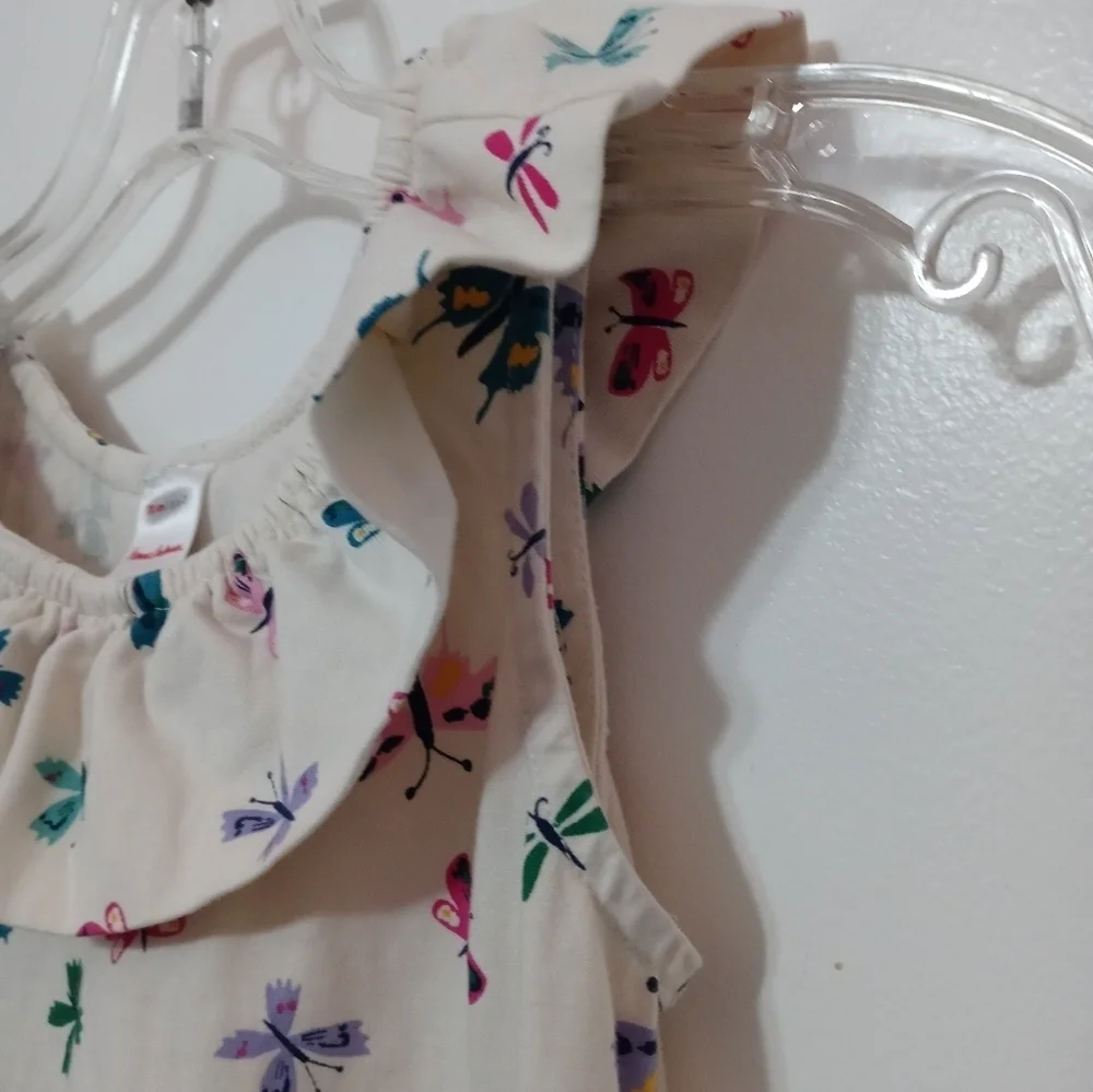 Hanna Andersson Girls 6-7 Sleeveless Butterfly Dragonfly Dress Ruffle Collar